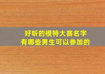 好听的模特大赛名字有哪些男生可以参加的