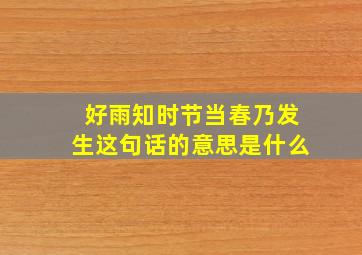 好雨知时节当春乃发生这句话的意思是什么