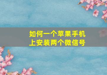 如何一个苹果手机上安装两个微信号