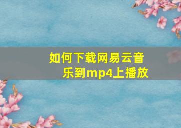 如何下载网易云音乐到mp4上播放