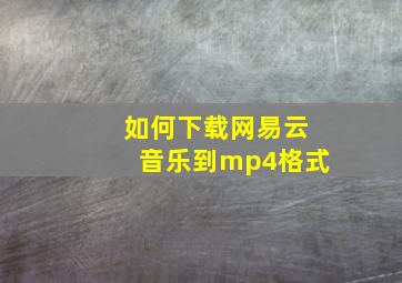 如何下载网易云音乐到mp4格式