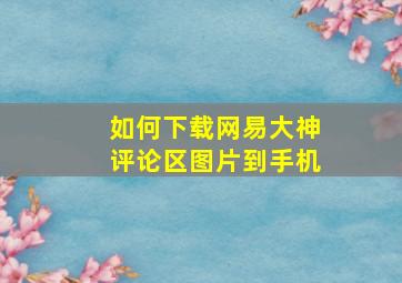 如何下载网易大神评论区图片到手机