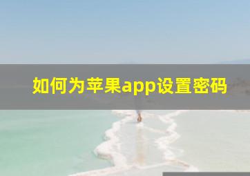 如何为苹果app设置密码