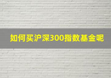 如何买沪深300指数基金呢