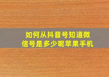 如何从抖音号知道微信号是多少呢苹果手机