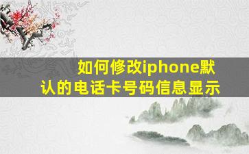 如何修改iphone默认的电话卡号码信息显示