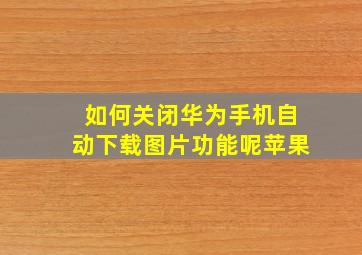 如何关闭华为手机自动下载图片功能呢苹果