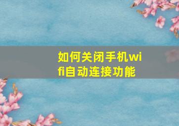 如何关闭手机wifi自动连接功能