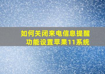 如何关闭来电信息提醒功能设置苹果11系统