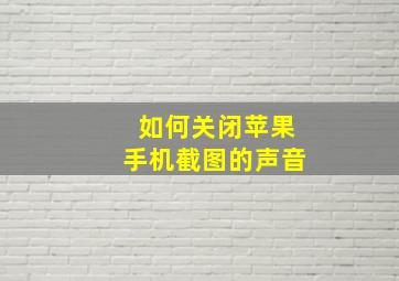 如何关闭苹果手机截图的声音