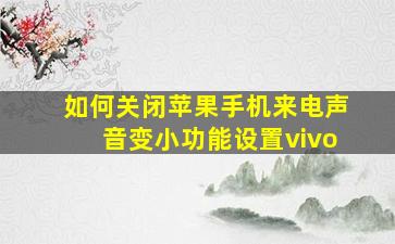 如何关闭苹果手机来电声音变小功能设置vivo