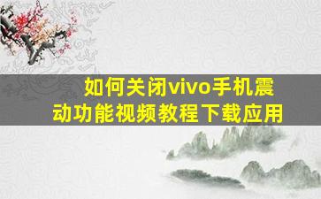 如何关闭vivo手机震动功能视频教程下载应用