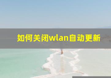 如何关闭wlan自动更新