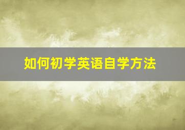 如何初学英语自学方法