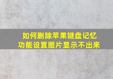 如何删除苹果键盘记忆功能设置图片显示不出来