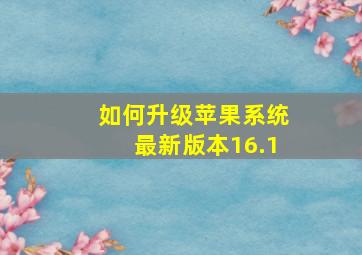 如何升级苹果系统最新版本16.1