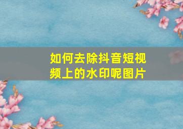 如何去除抖音短视频上的水印呢图片