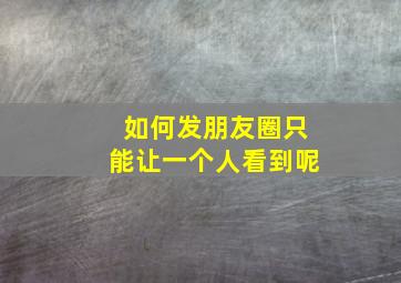 如何发朋友圈只能让一个人看到呢