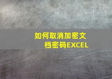 如何取消加密文档密码EXCEL