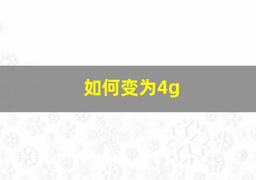 如何变为4g