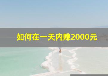 如何在一天内赚2000元