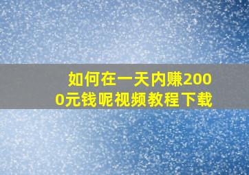 如何在一天内赚2000元钱呢视频教程下载