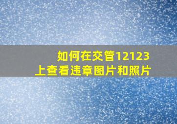 如何在交管12123上查看违章图片和照片