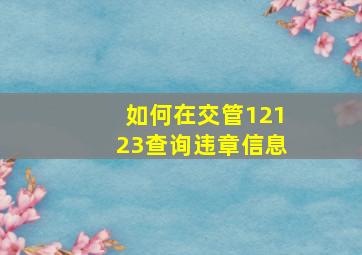 如何在交管12123查询违章信息