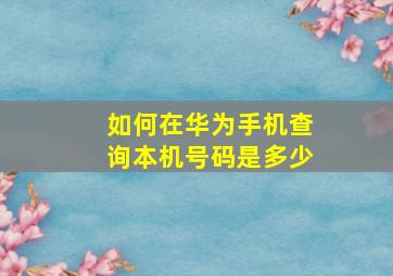 如何在华为手机查询本机号码是多少