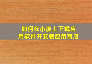 如何在小度上下载应用软件并安装应用商店