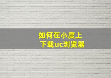 如何在小度上下载uc浏览器