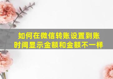 如何在微信转账设置到账时间显示金额和金额不一样