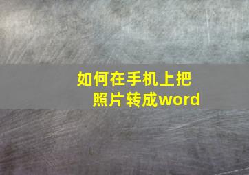 如何在手机上把照片转成word