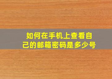 如何在手机上查看自己的邮箱密码是多少号