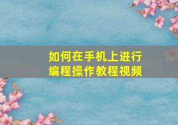 如何在手机上进行编程操作教程视频