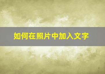 如何在照片中加入文字