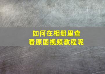 如何在相册里查看原图视频教程呢