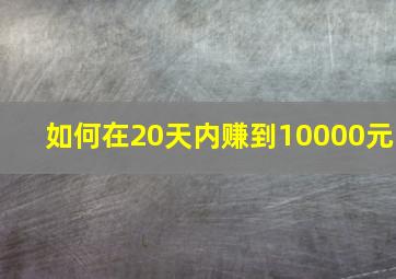 如何在20天内赚到10000元