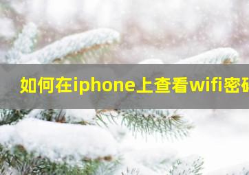 如何在iphone上查看wifi密码