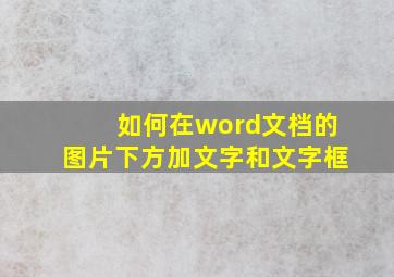 如何在word文档的图片下方加文字和文字框