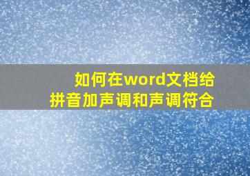 如何在word文档给拼音加声调和声调符合