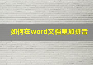 如何在word文档里加拼音