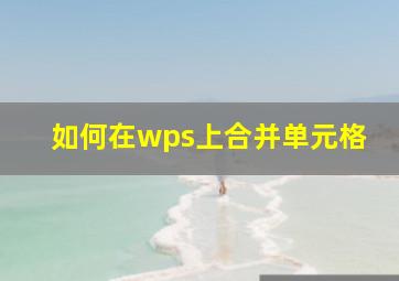 如何在wps上合并单元格