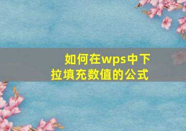 如何在wps中下拉填充数值的公式