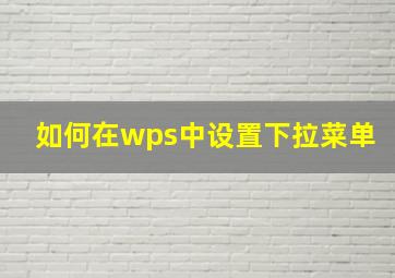 如何在wps中设置下拉菜单