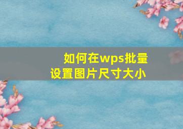 如何在wps批量设置图片尺寸大小