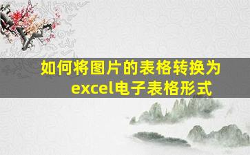 如何将图片的表格转换为excel电子表格形式