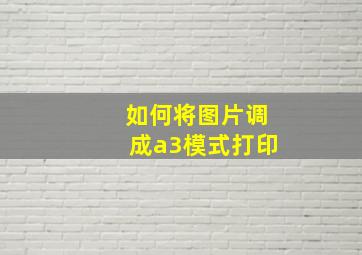 如何将图片调成a3模式打印