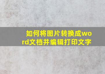 如何将图片转换成word文档并编辑打印文字