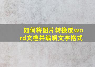 如何将图片转换成word文档并编辑文字格式